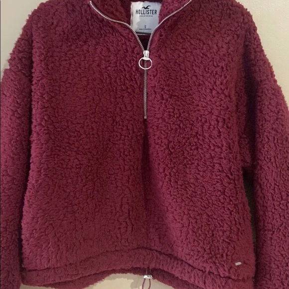 HOLLISTER Burgundy Teddy Pullover Sweater Small Junior’s  Womens - Picture 3 of 9
